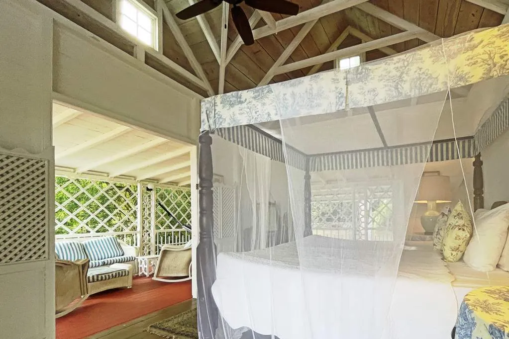 yellow-manor-bedroom-porch Nevis villa with private pool