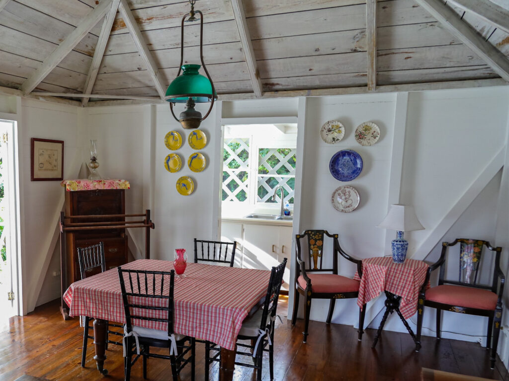 Dining room of a two-person gingerbread cottage